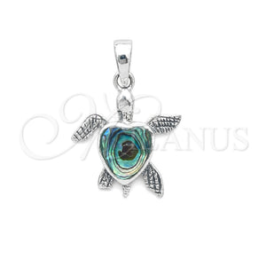 Dije Elegante 05.410.0008.3 Plata Rodinada, Diseño de Tortuga, con Opal Volcano, Pulido, Tono Plateado