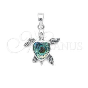 Dije Elegante 05.410.0008.3 Plata Rodinada, Diseño de Tortuga, con Opal Volcano, Pulido, Tono Plateado