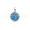 Dije Elegante 05.410.0009.2 Plata Rodinada, Diseño de Ãrbol, con Opal Light Turquoise, Pulido, Tono Plateado