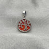 Dije Elegante 05.410.0009.3 Plata Rodinada, Diseño de Ãrbol, con Opal Rojo Naranja, Pulido, Tono Plateado