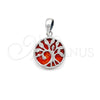 Dije Elegante 05.410.0009.3 Plata Rodinada, Diseño de Ãrbol, con Opal Rojo Naranja, Pulido, Tono Plateado