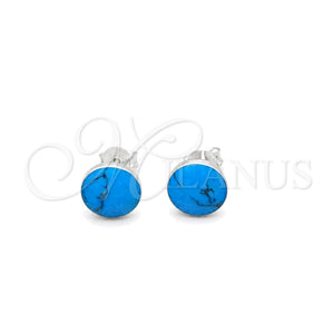Arete Dormilona 02.410.0001.1 Plata Rodinada, Diseño de Bola, con Opal Bermuda Blue, Pulido, Tono Plateado