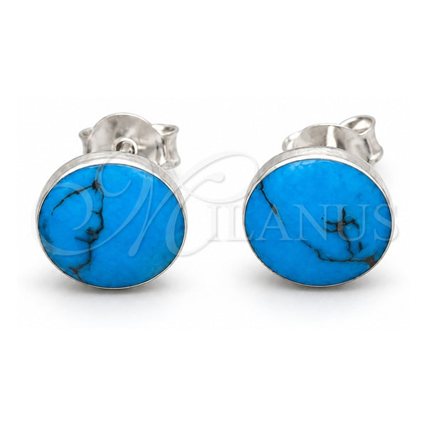 Arete Dormilona 02.410.0001.1 Plata Rodinada, Diseño de Bola, con Opal Bermuda Blue, Pulido, Tono Plateado