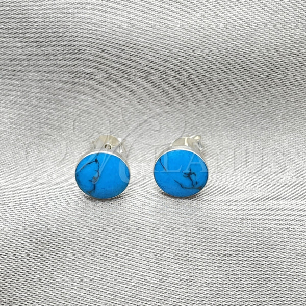 Arete Dormilona 02.410.0001.1 Plata Rodinada, Diseño de Bola, con Opal Bermuda Blue, Pulido, Tono Plateado