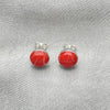 Arete Dormilona 02.410.0001.2 Plata Rodinada, Diseño de Bola, con Opal Rojo Naranja, Pulido, Tono Plateado