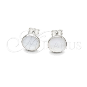 Arete Dormilona 02.410.0001.3 Plata Rodinada, Diseño de Bola, con Madre Perla Marfil, Pulido, Tono Plateado