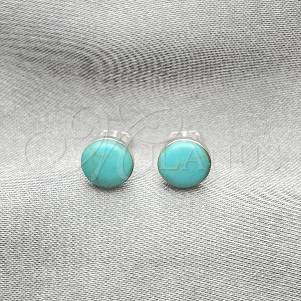 Arete Dormilona 02.410.0001.4 Plata Rodinada, Diseño de Bola, con Opal Light Turquoise, Pulido, Tono Plateado