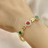 Pulsera Elegante 03.283.0291.08 Oro Laminado, Diseño de Oja, con Multicolor Zirconia Cubica, Pulido, Tono Dorado (07 MM Thickness, 8 Inches Length)