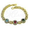 Pulsera Elegante 03.283.0291.08 Oro Laminado, Diseño de Oja, con Multicolor Zirconia Cubica, Pulido, Tono Dorado (07 MM Thickness, 8 Inches Length)