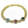 Pulsera Elegante 03.283.0291.08 Oro Laminado, Diseño de Oja, con Multicolor Zirconia Cubica, Pulido, Tono Dorado (07 MM Thickness, 8 Inches Length)