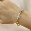 Pulsera Elegante 03.283.0292.08 Oro Laminado, Diseño de Miami Cubana, con Blanca Zirconia Cubica, Pulido, Tono Dorado (05 MM Thickness, 8 Inches Length)