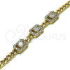 Pulsera Elegante 03.283.0292.08 Oro Laminado, Diseño de Miami Cubana, con Blanca Zirconia Cubica, Pulido, Tono Dorado (05 MM Thickness, 8 Inches Length)