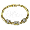 Pulsera Elegante 03.283.0292.08 Oro Laminado, Diseño de Miami Cubana, con Blanca Zirconia Cubica, Pulido, Tono Dorado (05 MM Thickness, 8 Inches Length)