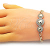 Pulsera Elegante 03.283.0293.07 Oro Laminado, Diseño de Corazón y Miami Cubana, con Blanca Zirconia Cubica, Pulido, Tono Dorado (05 MM Thickness, 7 Inches Length)