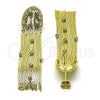 Arete Largo 02.341.0142 Oro Laminado, con Blanca Cristal, Diamantado, Tono Dorado