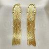 Arete Largo 02.341.0142 Oro Laminado, con Blanca Cristal, Diamantado, Tono Dorado