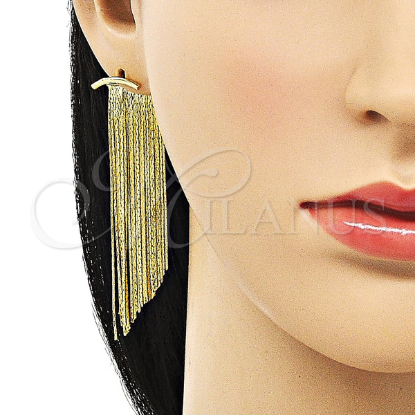 Arete Largo 02.341.0143 Oro Laminado, Diamantado, Tono Dorado