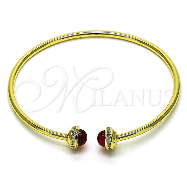 Aro Individual 07.341.0049.1 Oro Laminado, con Granate Cristal and Blanca Micro Pave, Pulido, Tono Dorado (03 MM Thickness, One size fits all)