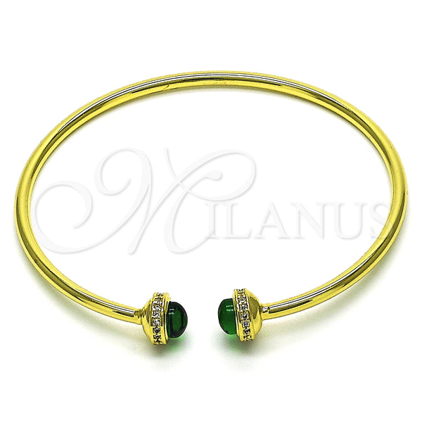 Aro Individual 07.341.0049.2 Oro Laminado, con Verde Cristal and Blanca Micro Pave, Pulido, Tono Dorado (03 MM Thickness, One size fits all)