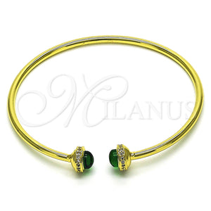 Aro Individual 07.341.0049.2 Oro Laminado, con Verde Cristal and Blanca Micro Pave, Pulido, Tono Dorado (03 MM Thickness, One size fits all)