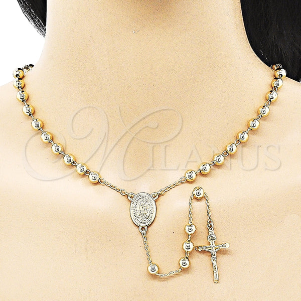 Rosario Mediano 09.213.0042.26 Oro Laminado, Diseño de Guadalupe y Crucifijo, Pulido, Tono Dorado
