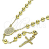 Rosario Mediano 09.213.0042.26 Oro Laminado, Diseño de Guadalupe y Crucifijo, Pulido, Tono Dorado