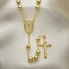Rosario Mediano 09.213.0042.26 Oro Laminado, Diseño de Guadalupe y Crucifijo, Pulido, Tono Dorado