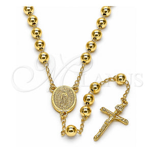 Rosario Mediano 09.213.0042.26 Oro Laminado, Diseño de Guadalupe y Crucifijo, Pulido, Tono Dorado