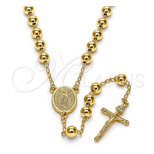 Rosario Mediano 09.213.0042.26 Oro Laminado, Diseño de Guadalupe y Crucifijo, Pulido, Tono Dorado