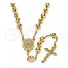 Rosario Mediano 09.213.0042.26 Oro Laminado, Diseño de Guadalupe y Crucifijo, Pulido, Tono Dorado