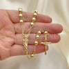 Rosario Mediano 09.213.0043.26 Oro Laminado, Diseño de San Judas y Crucifijo, Pulido, Tono Dorado