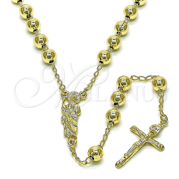 Rosario Mediano 09.213.0043.26 Oro Laminado, Diseño de San Judas y Crucifijo, Pulido, Tono Dorado