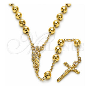 Rosario Mediano 09.213.0043.26 Oro Laminado, Diseño de San Judas y Crucifijo, Pulido, Tono Dorado
