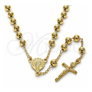Rosario Mediano 09.213.0044.26 Oro Laminado, Diseño de Sagrado Corazon de Maria y Crucifijo, Pulido, Tono Dorado