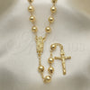Rosario Mediano 09.213.0018.26 Oro Laminado, Diseño de Guadalupe y Crucifijo, Pulido, Tono Dorado
