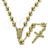 Rosario Mediano 09.213.0018.26 Oro Laminado, Diseño de Guadalupe y Crucifijo, Pulido, Tono Dorado