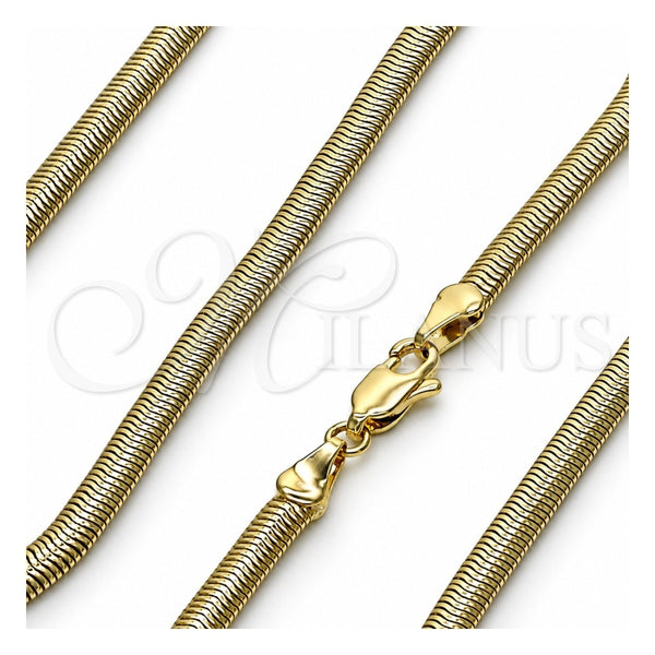 Gargantilla Basica 04.213.0271.18 Oro Laminado, Diseño de Cola de Raton, Pulido, Tono Dorado (04 MM Thickness, 18 Inches Length)