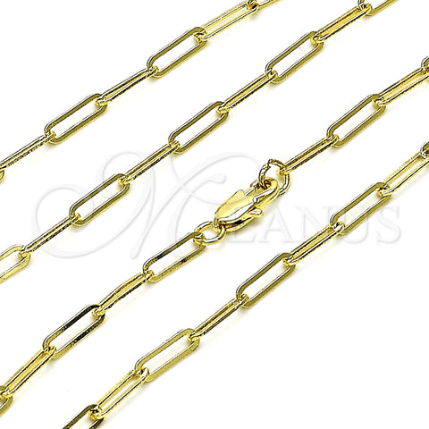 Gargantilla Basica 04.213.0274.18 Oro Laminado, Diseño de Paperclip, Pulido, Tono Dorado (Grosor 03 MM, 18 Pulgadas de Largo)