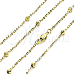 Gargantilla Basica 04.213.0277.18 Oro Laminado, Diseño de Rolo y Charm Bar, Pulido, Tono Dorado (Grosor 02 MM, 18 Pulgadas de Largo)