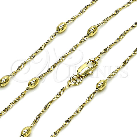 Gargantilla Basica 04.213.0279.18 Oro Laminado, Diseño de Singapore, Pulido, Tono Dorado (01 MM Thickness, 18 Inches Length)
