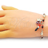 Pulsera de Dije 03.213.0217.06 Oro Laminado, Diseño de Elefante y Ojo Griego, con Granate Cristal, Pulido, Tono Dorado (03 MM Thickness, 6 Inches Length)