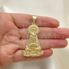 Dije Religioso 05.253.0153.1 Oro Laminado, Diseño de Caridad del Cobre, con Amarillo Claro Zirconia Cubica, Pulido, Tono Dorado