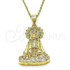 Dije Religioso 05.253.0153.1 Oro Laminado, Diseño de Caridad del Cobre, con Amarillo Claro Zirconia Cubica, Pulido, Tono Dorado