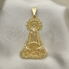 Dije Religioso 05.253.0153.1 Oro Laminado, Diseño de Caridad del Cobre, con Amarillo Claro Zirconia Cubica, Pulido, Tono Dorado