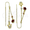 Arete Violador 02.253.0078 Oro Laminado, Diseño de Niñita Pequeña y Flor, con Blanca Micro Pave, Pulido, Tres Tonos