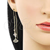 Arete Violador 02.253.0080 Oro Laminado, Diseño de Ojo Griego, con Blanca Micro Pave and Negro Zirconia Cubica, Pulido, Tres Tonos
