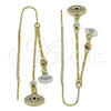 Arete Violador 02.253.0080 Oro Laminado, Diseño de Ojo Griego, con Blanca Micro Pave and Negro Zirconia Cubica, Pulido, Tres Tonos