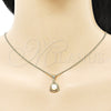 Juego de Arete y Dije de Adulto 10.156.0465 Oro Laminado, con Marfil Perla, Pulido, Tono Dorado