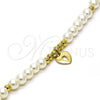 Pulsera Elegante 03.405.0014.07 Oro Laminado, Diseño de Corazón y Bola, con Marfil Perla, Pulido, Tono Dorado (06 MM Thickness, 7 Inches Length)