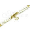 Pulsera Elegante 03.405.0015.07 Oro Laminado, Diseño de Ancla y Bola, con Marfil Perla, Pulido, Tono Dorado (06 MM Thickness, 7 Inches Length)